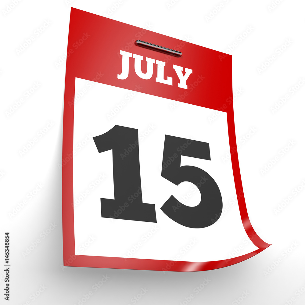 July 15. Calendar on white background. July 15. Calendar on white background.
