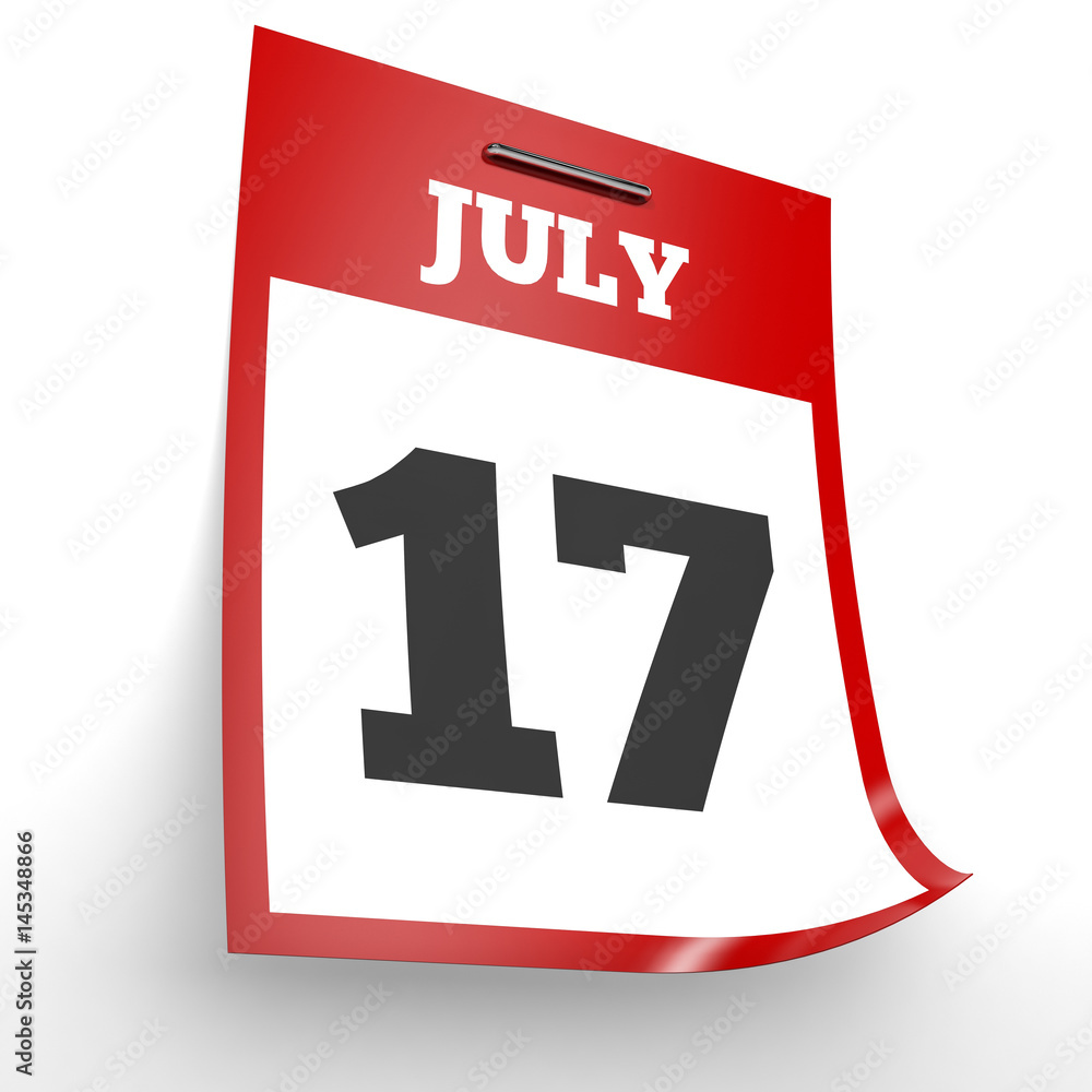 July 17. Calendar on white background. July 17. Calendar on white background.