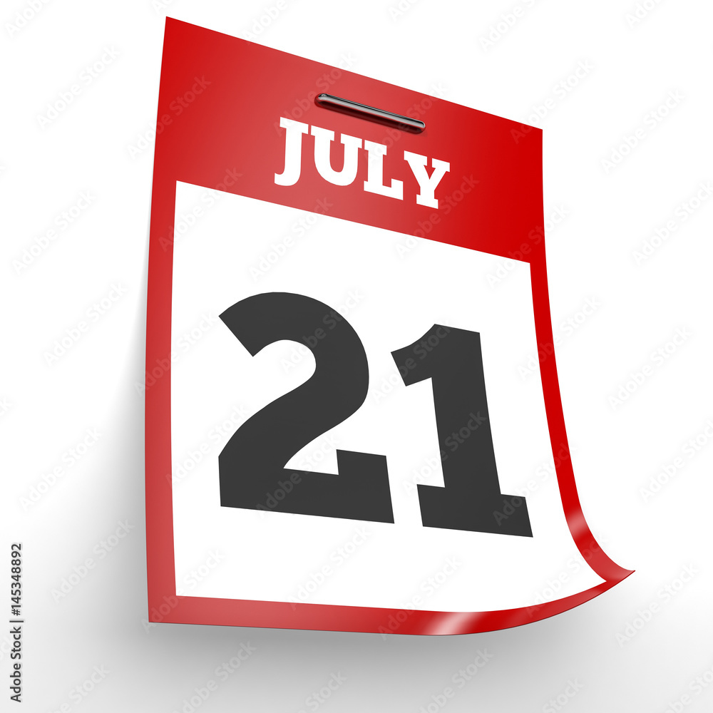 July 21. Calendar on white background. July 21. Calendar on white background.