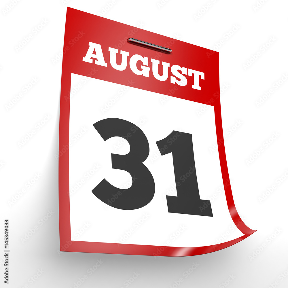 August 31. Calendar on white background. August 31. Calendar on white background.