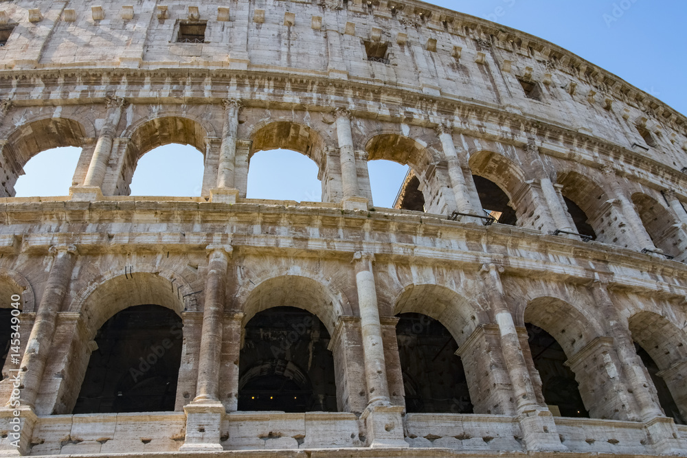 Colosseum - the main tourist attractions of Rome, Italy. Ancient Rome Ruins of Roman Civilization.