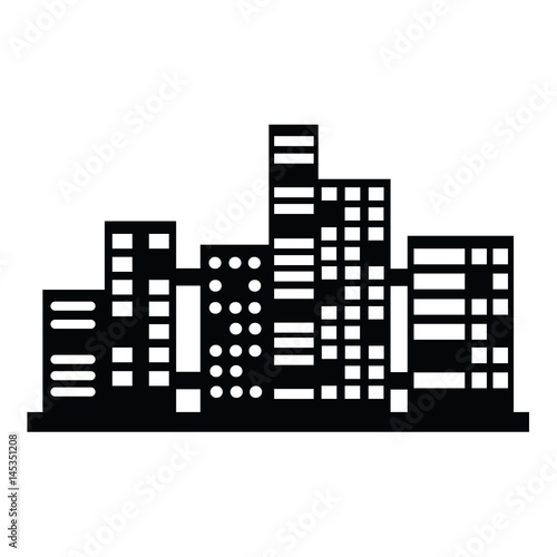 vector black city icons set