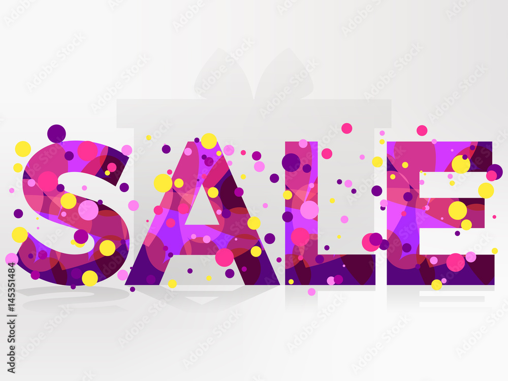 Sale banner isolated on white background. Bright inscription with colored circles. Vector illustration Sale banner isolated on white background. Bright inscription with colored circles. Vector illustration