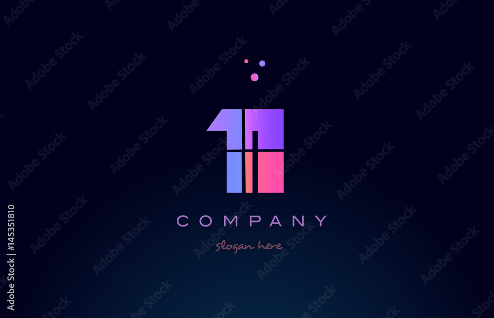 11 eleven pink magenta purple number digit numeral logo icon vector