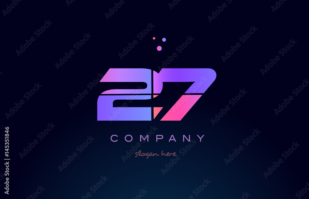 27 twenty seven pink magenta purple number digit numeral logo icon vector 27 twenty seven pink magenta purple number digit numeral logo icon vector