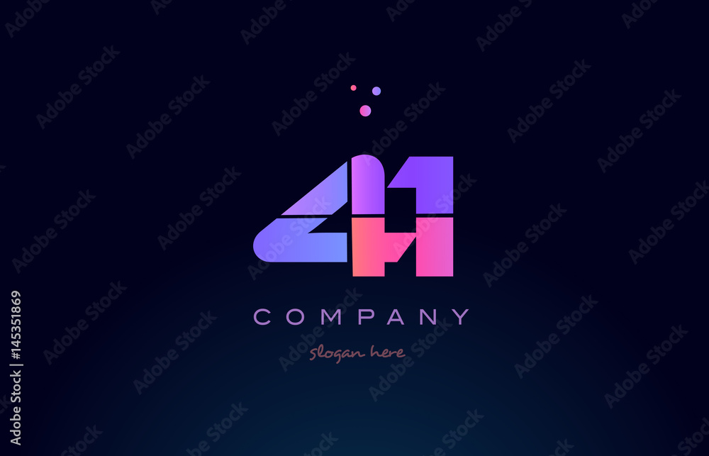 41 forty one pink magenta purple number digit numeral logo icon vector