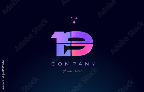 19 nineteen pink magenta purple number digit numeral logo icon vector