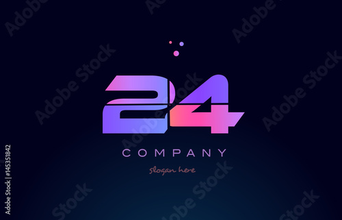 24 twenty four pink magenta purple number digit numeral logo icon vector