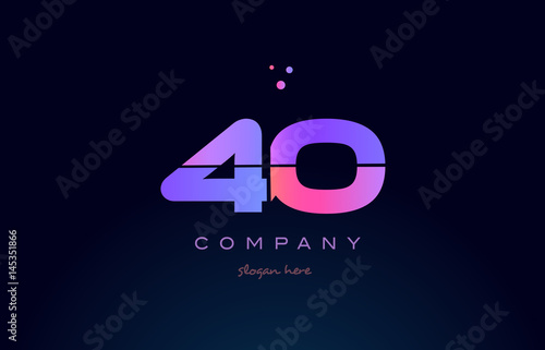40 forty pink magenta purple number digit numeral logo icon vector