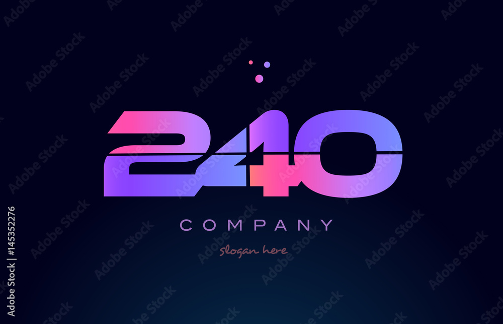 240 pink magenta purple number digit numeral logo icon vector