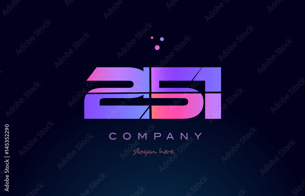 251 pink magenta purple number digit numeral logo icon vector 251 pink magenta purple number digit numeral logo icon vector