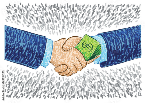 illustration of hand bribing with money