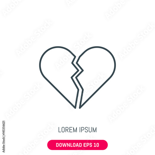 Broken heart icon, vector