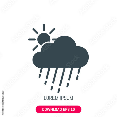 Cloud sun raining icon, vector