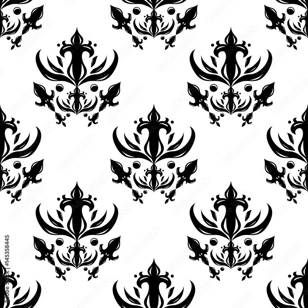 Abstract seamless pattern. Black and white vector