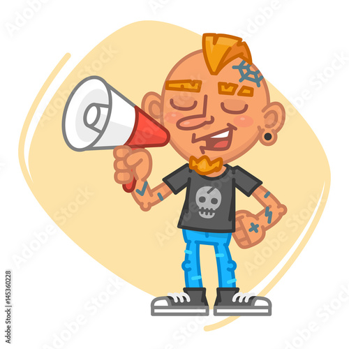 Tattoo Artist Speaks Into Megaphone