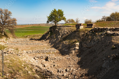 Ruins of ancient city of Troy (Truva) which is in UNESCO wold heritage list.The site has 4000 years of history and Located in Dardanelles, Canakkale,Turkey.