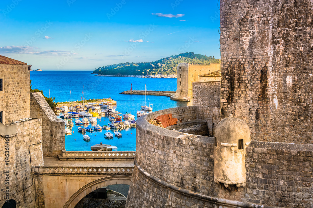 Mediterranean town Dubrovnik. / Beautiful mediterranean scenery in town Dubrovnik, famous european travel and historic destination in Croatia.