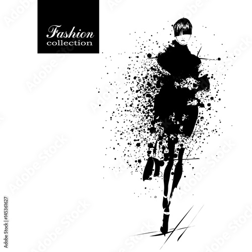 Fashion girl in sketch-style.