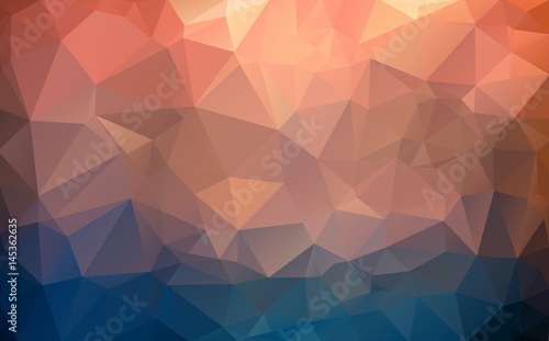 Abstract background made of small multicolor triangles. Red, blue, purple