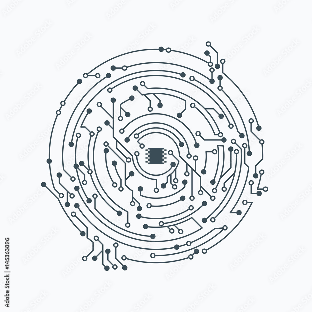 Circle Shape Circuit. Microelectronics circuit. Circle Shape Circuit. Microelectronics circuit.
