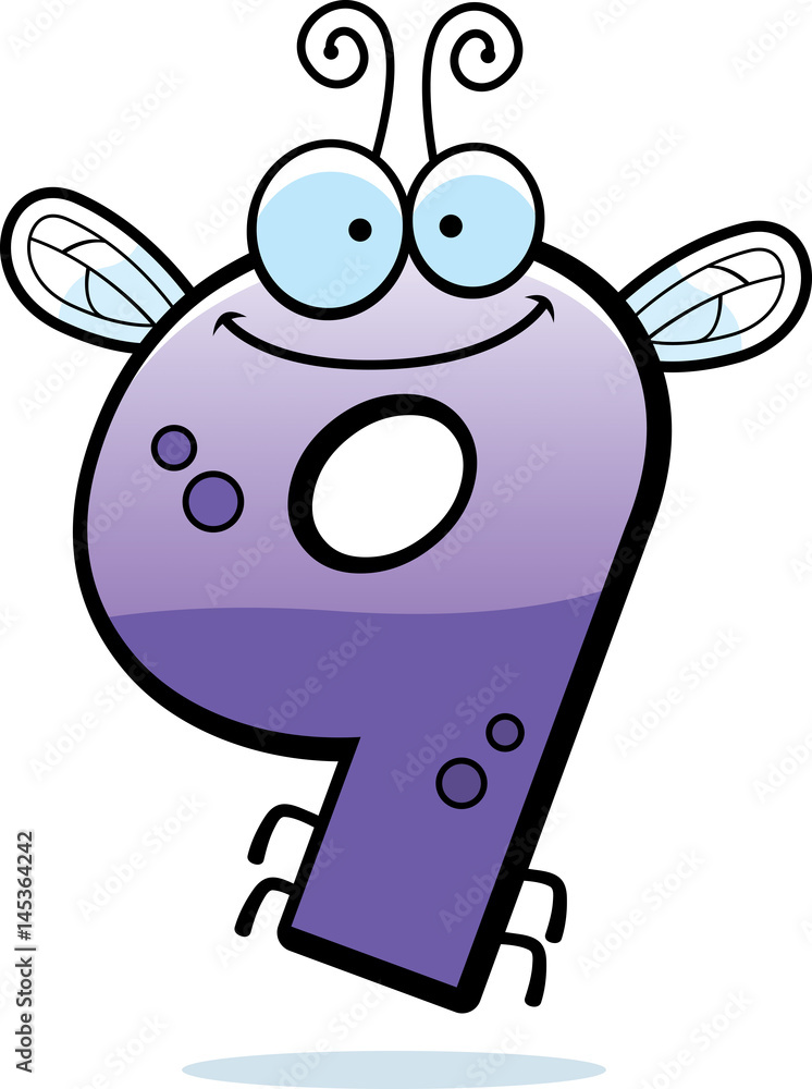Cartoon Number Nine Bug Cartoon Number Nine Bug