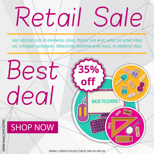 Retail Sale banner or Label design with Discount upto 35%. stationery. 