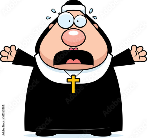Scared Cartoon Nun