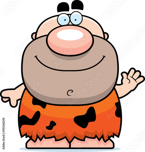 Waving Cartoon Caveman