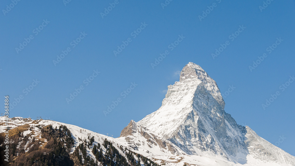 Zermatt, Dorf, Alpen, Schweizer Berge, Matterhorn,  Furi, Trockener Steg, Hörnlihütte, Wanderweg, Wallis, Frühling, Schneemangel, Schweiz