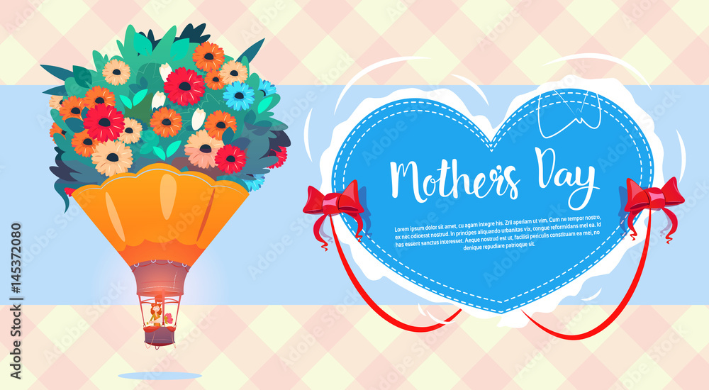 Obraz Happy Mother Day, Spring Holiday Greeting Card Banner Flat Vector Illustration