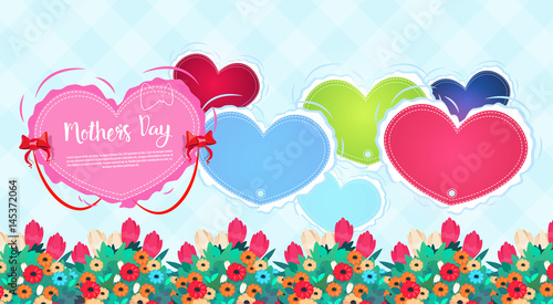 Happy Mother Day  Spring Holiday Greeting Card Banner Flat Vector Illustration