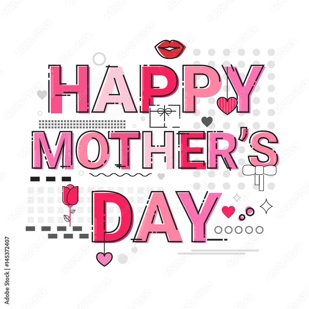 Happy Mother Day, Spring Holiday Greeting Card Banner Vector Illustration