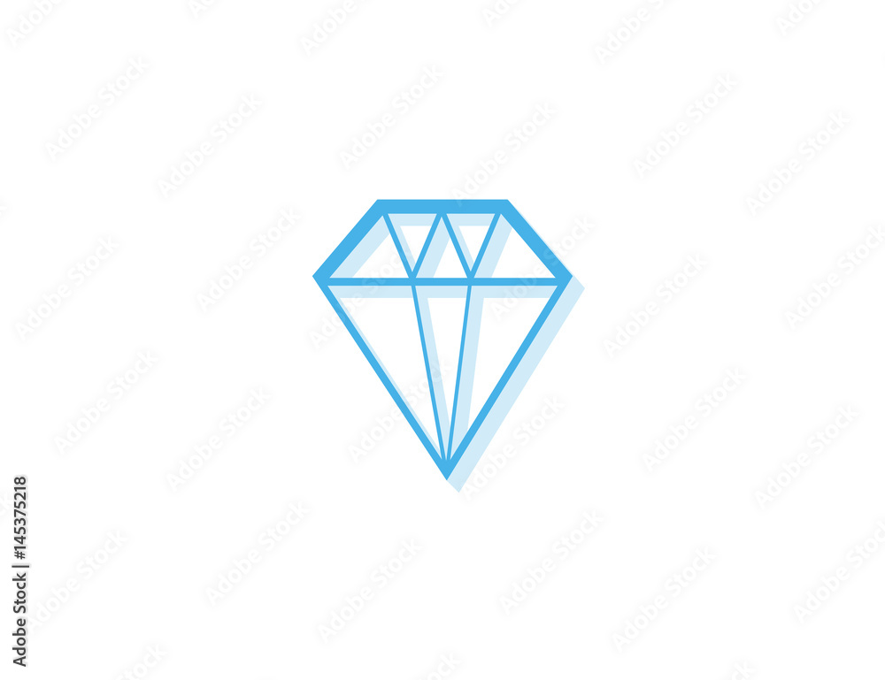 Flat diamond line vector with long shadow Flat diamond line vector with long shadow