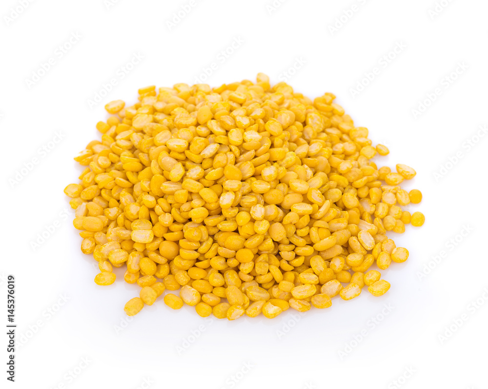 peeled split mung bean isolated on white background peeled split mung bean isolated on white background