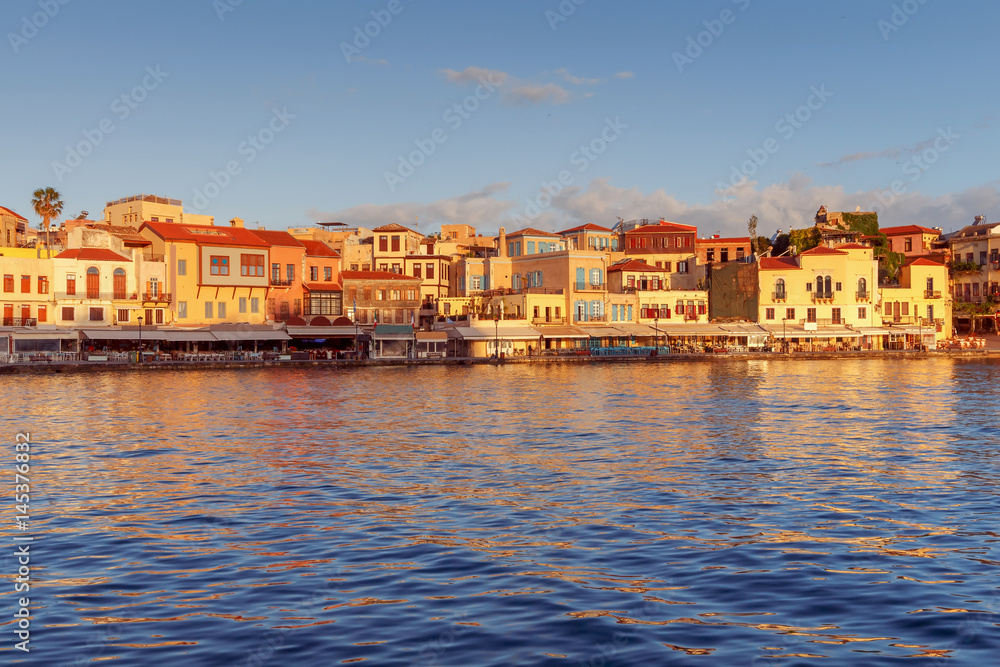Chania. The old harbor in the morning.