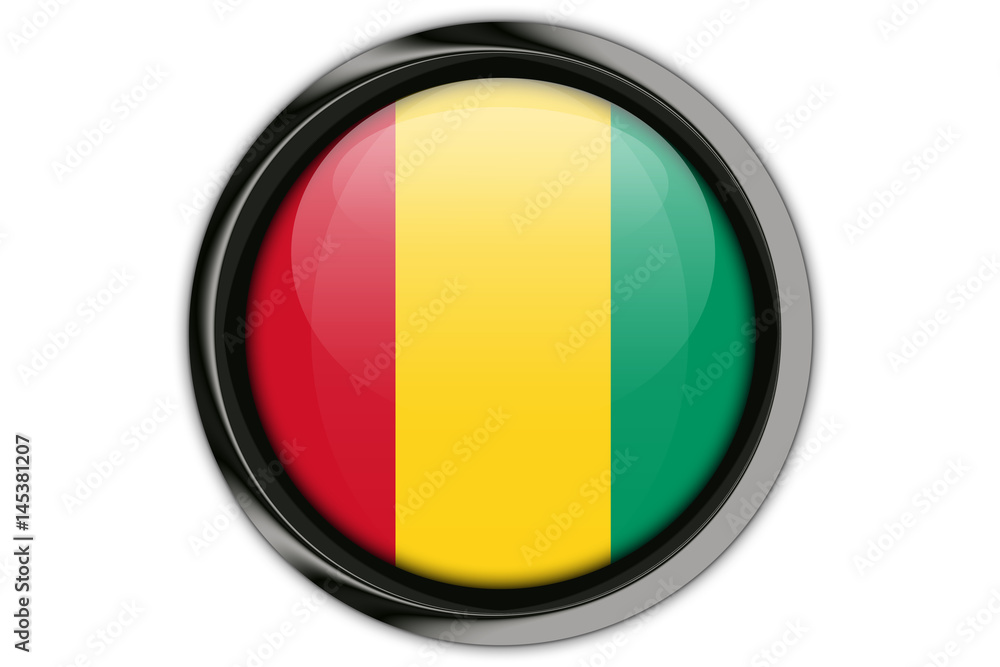 Fototapeta premium Guinea flag in the button pin Isolated on White Background