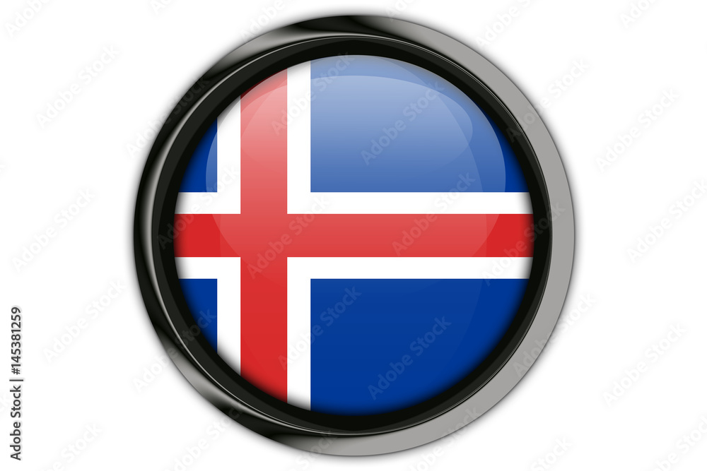 Iceland flag in the button pin Isolated on White Background Iceland flag in the button pin Isolated on White Background