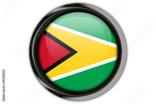Guyana  flag in the button pin Isolated on White Background