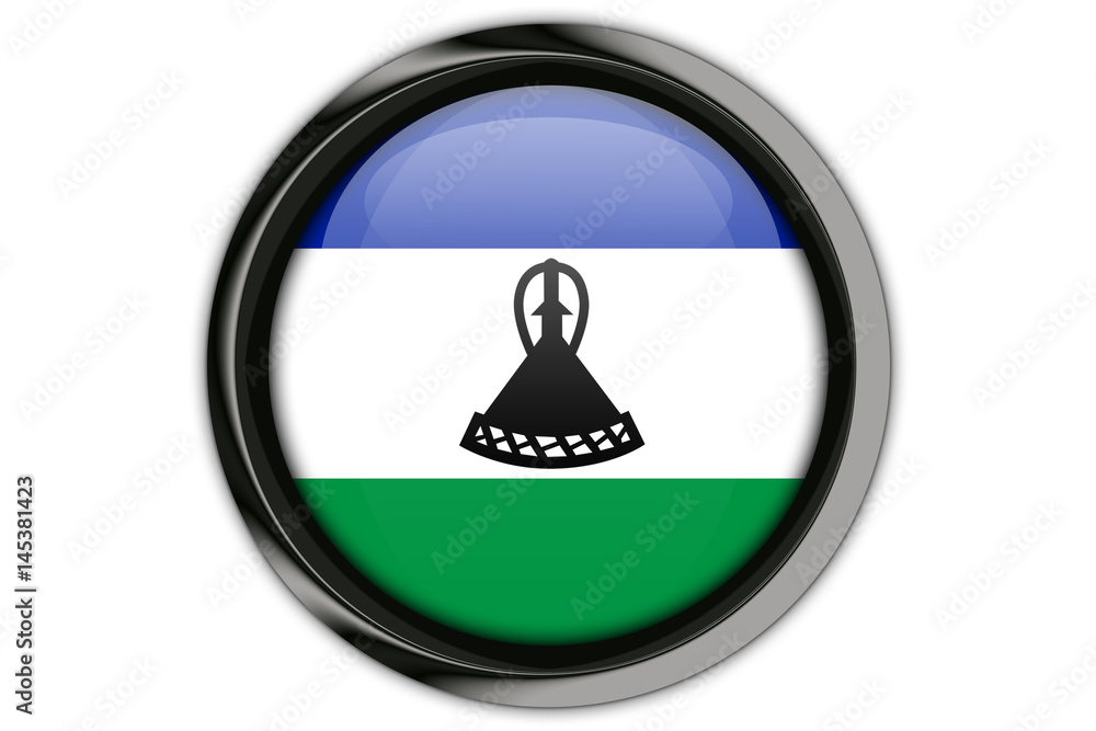 Lesotho flag in the button pin Isolated on White Background Lesotho flag in the button pin Isolated on White Background
