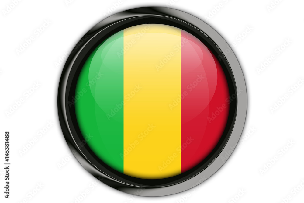 Fototapeta premium Mali flag in the button pin Isolated on White Background