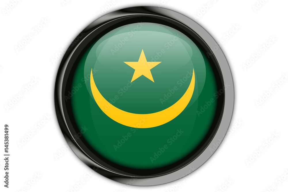 Mauritania flag in the button pin Isolated on White Background Mauritania flag in the button pin Isolated on White Background