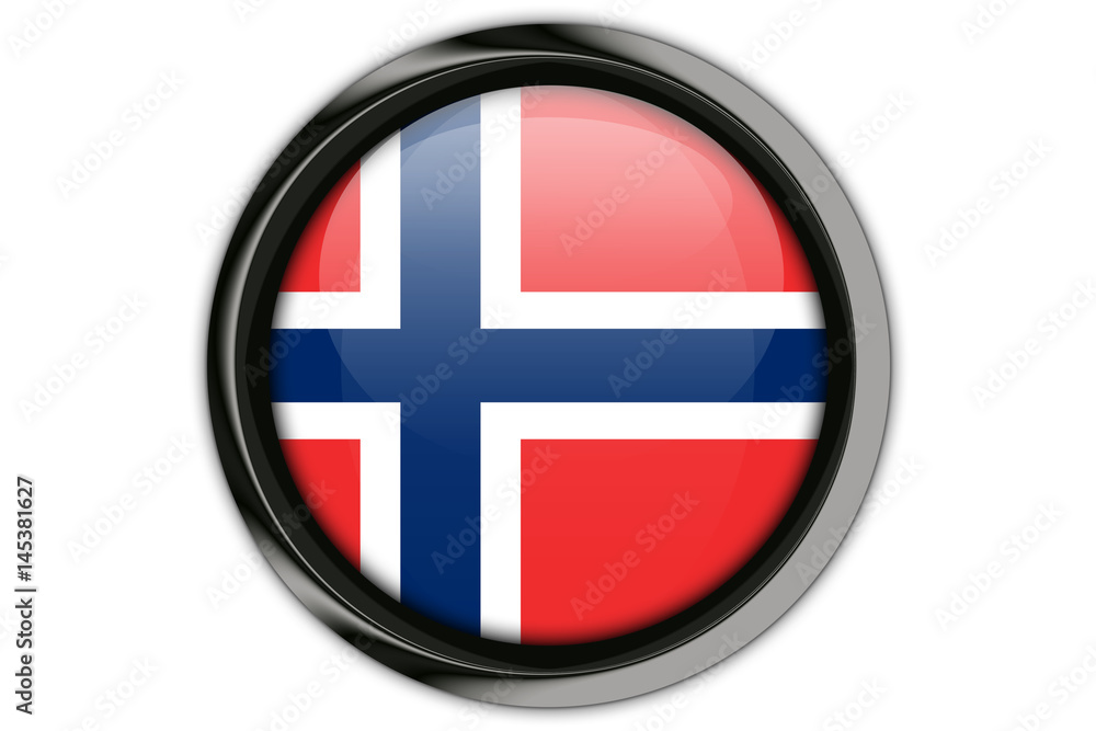 Norway  flag in the button pin Isolated on White Background