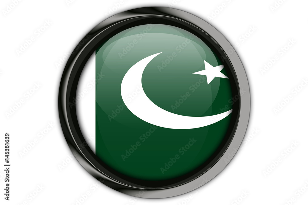Pakistan flag in the button pin Isolated on White Background Pakistan flag in the button pin Isolated on White Background