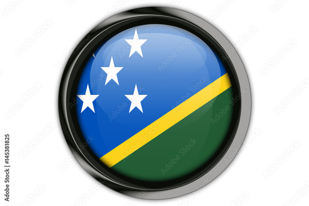 Solomon Islands flag in the button pin Isolated on White Background Solomon Islands flag in the button pin Isolated on White Background