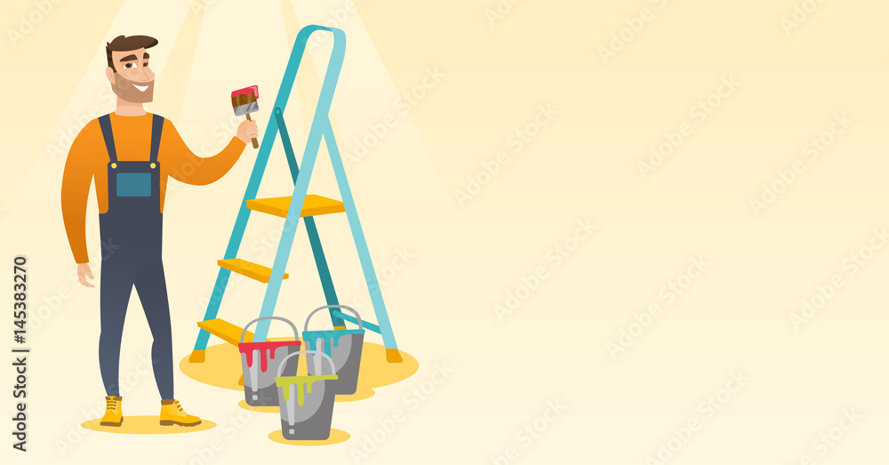 Painter with paint brush vector illustration. Painter with paint brush vector illustration.