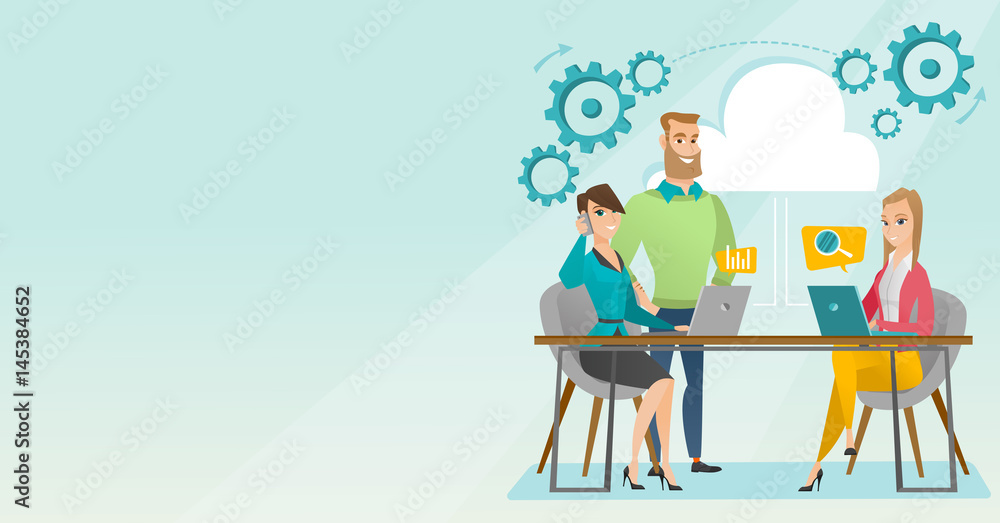 Business meeting in office vector illustration. Business meeting in office vector illustration.