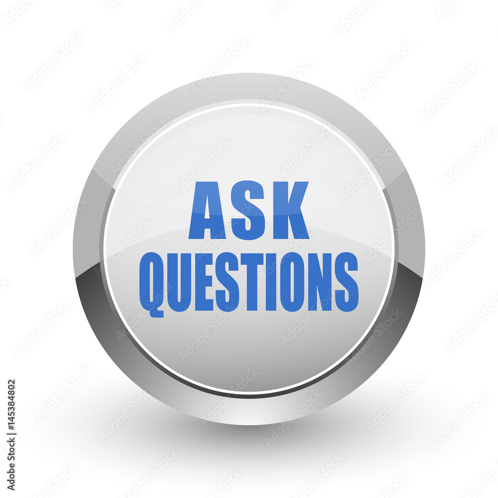 Ask questions chrome border web and smartphone apps design round glossy icon. Ask questions chrome border web and smartphone apps design round glossy icon.