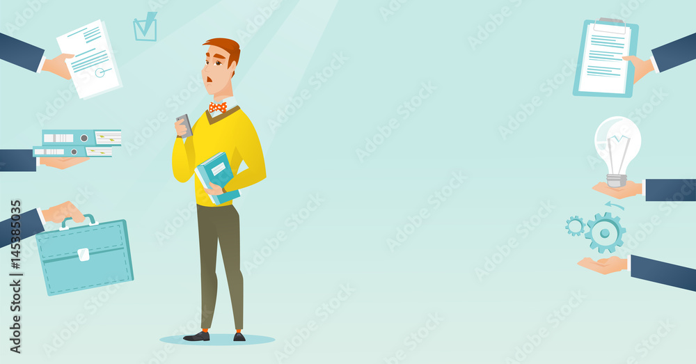 Employee having lots of work to do. Employee having lots of work to do.