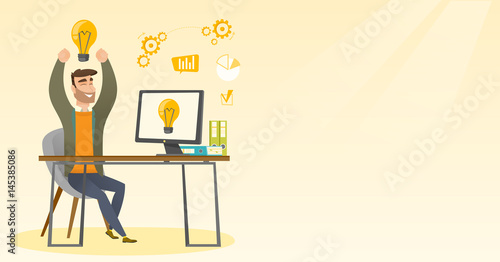 Creative excited businessman having business idea.